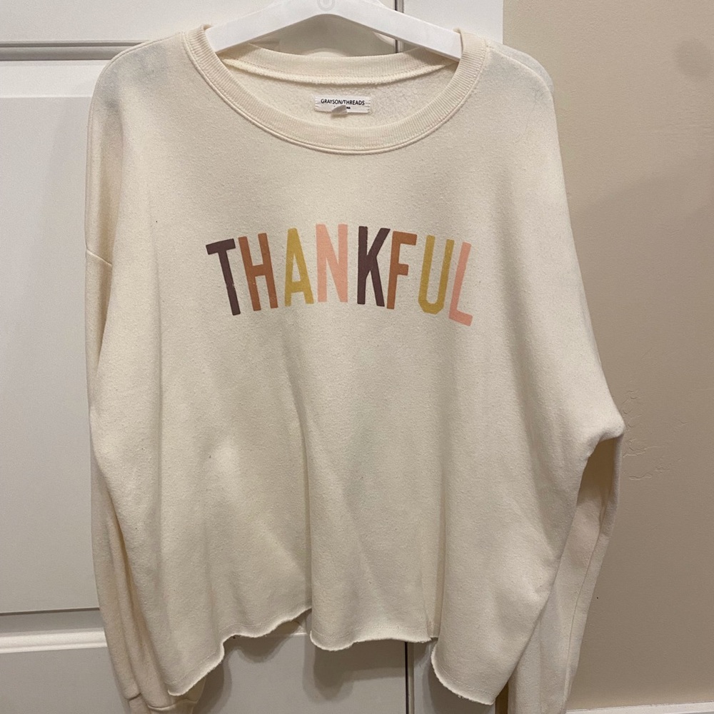 Grayson Threads Thankful Crop Sweatshirt